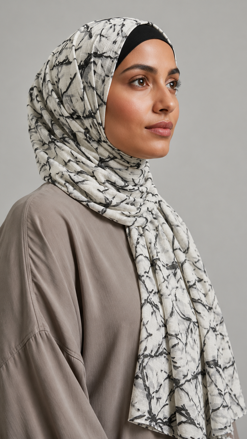 EarthBound | White&Black | Lawn Printed Hijab