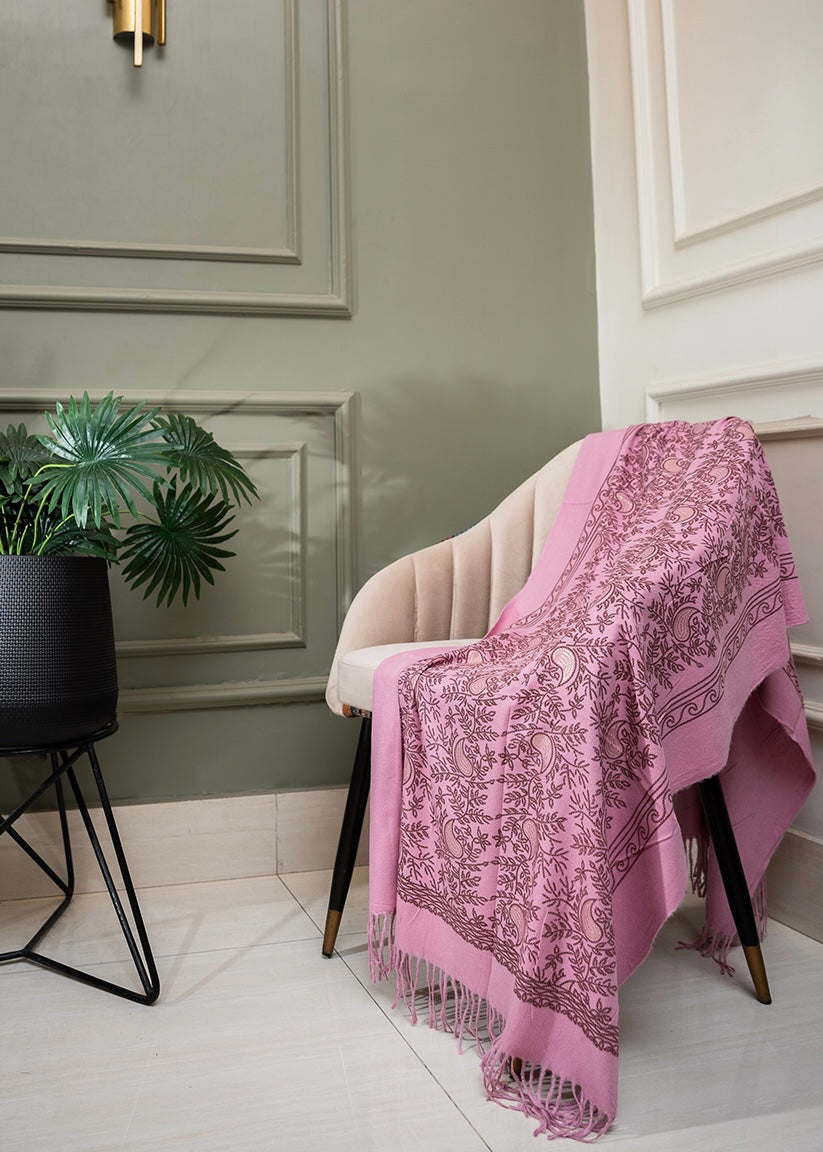 Classic Kashmiri Wrap | Blush Rose