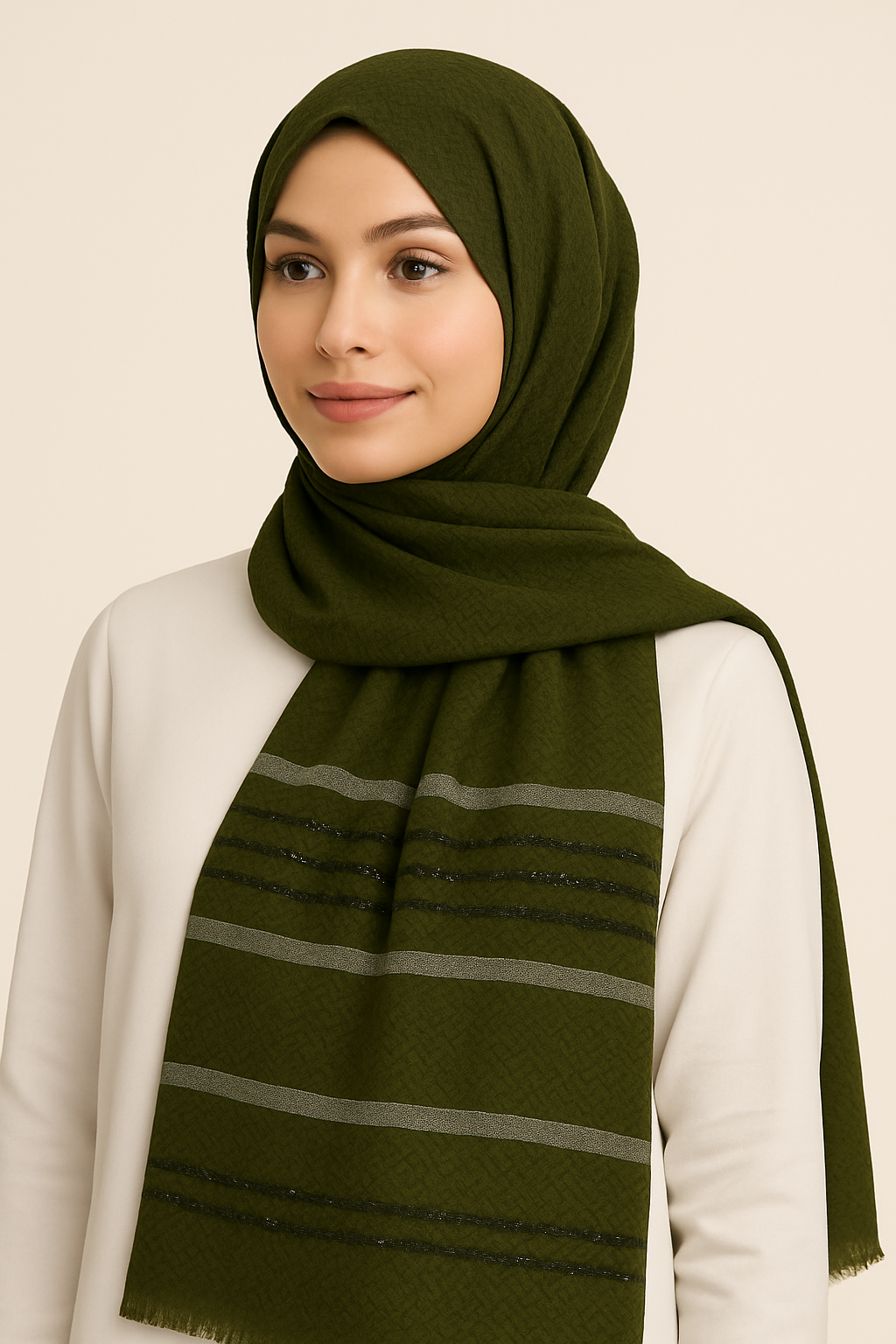 Textured Metallic Stripe - Deep Olive