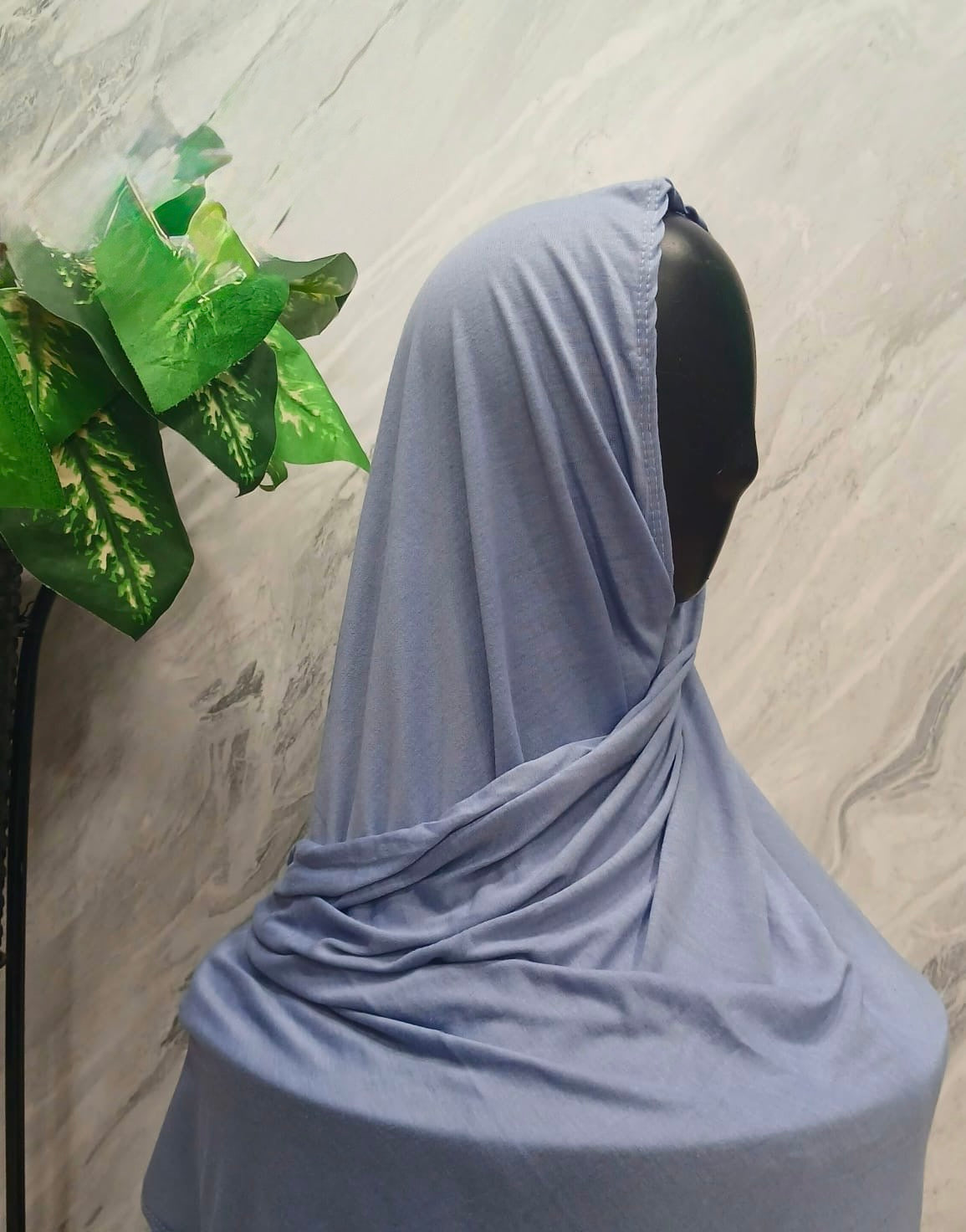 Instant Pre-Sewn Jersey Hijab | Greyish Blue