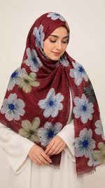 Sequins Bloom Red | Lawn Printed Hijab with Sequins