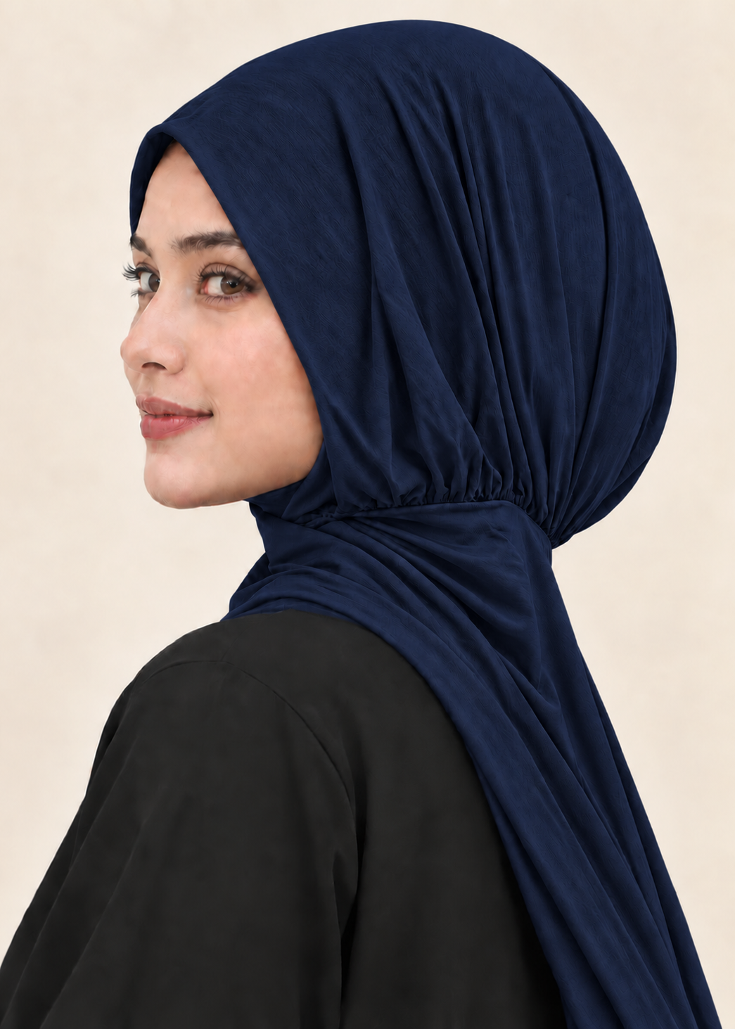 Button Up Bamboo Jersey Hijab | Navy