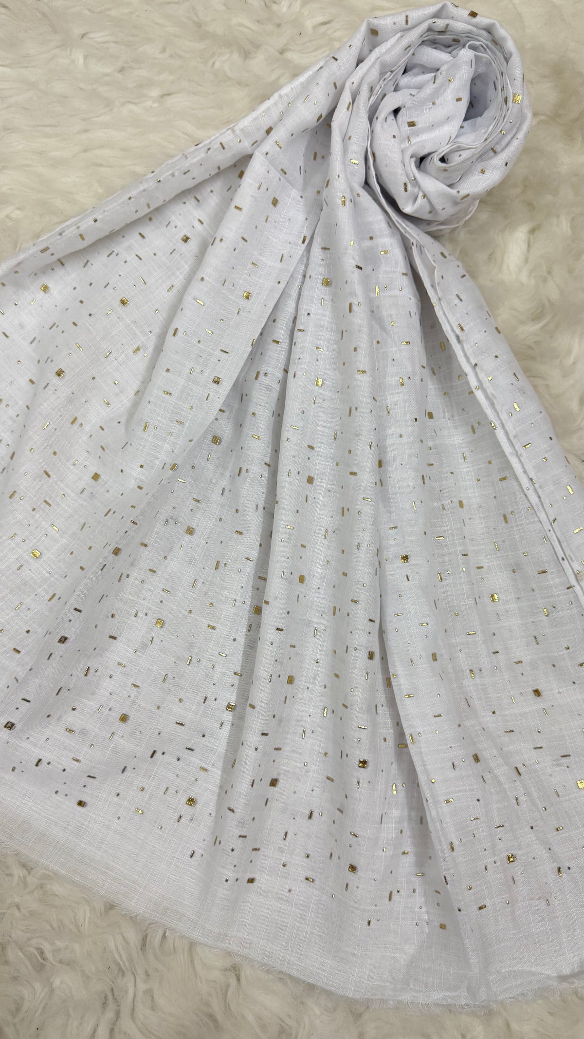 Lawn Foil Spread Hijab | White