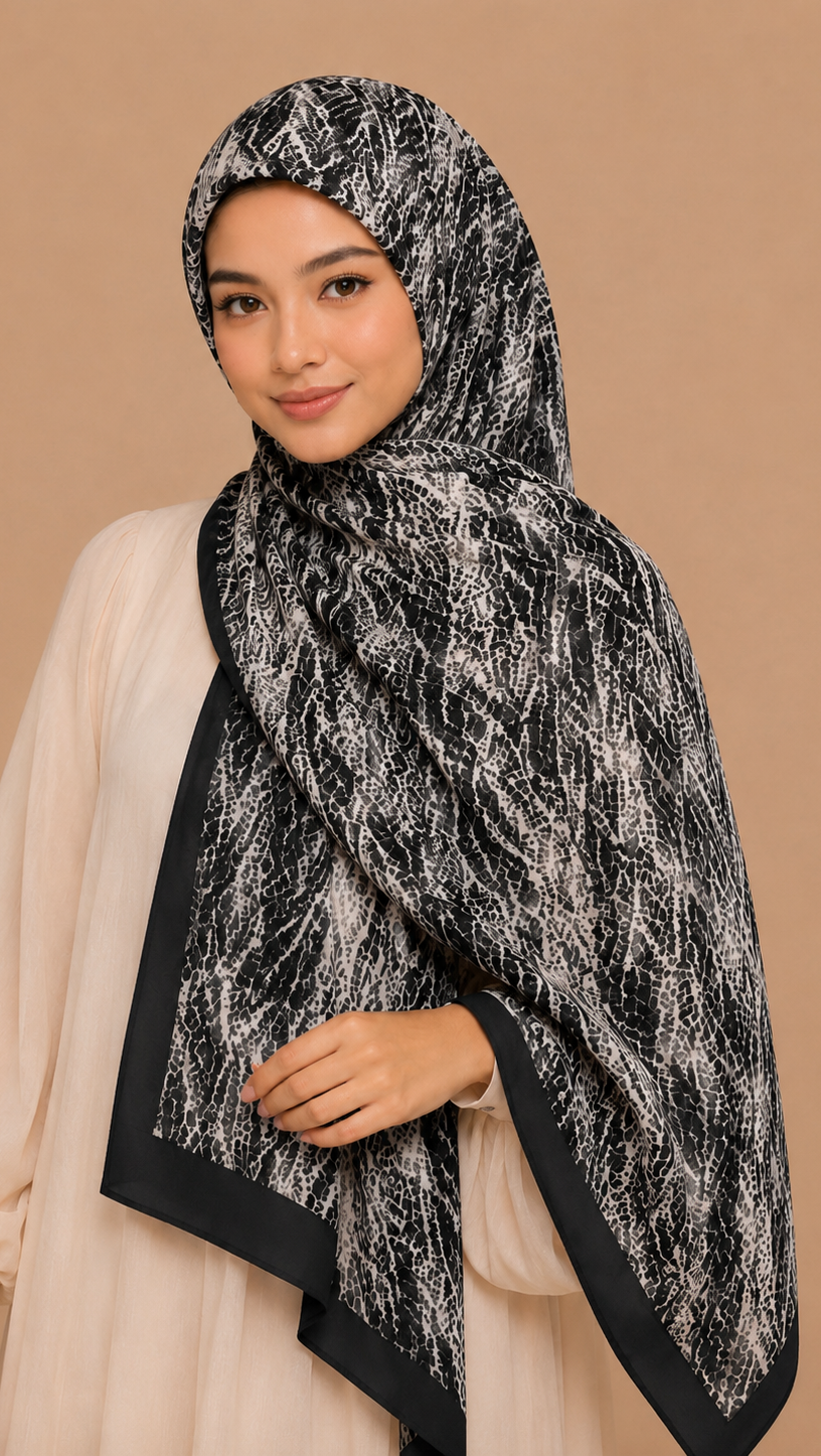 Obsidian Veil| Lawn Printed Hijab