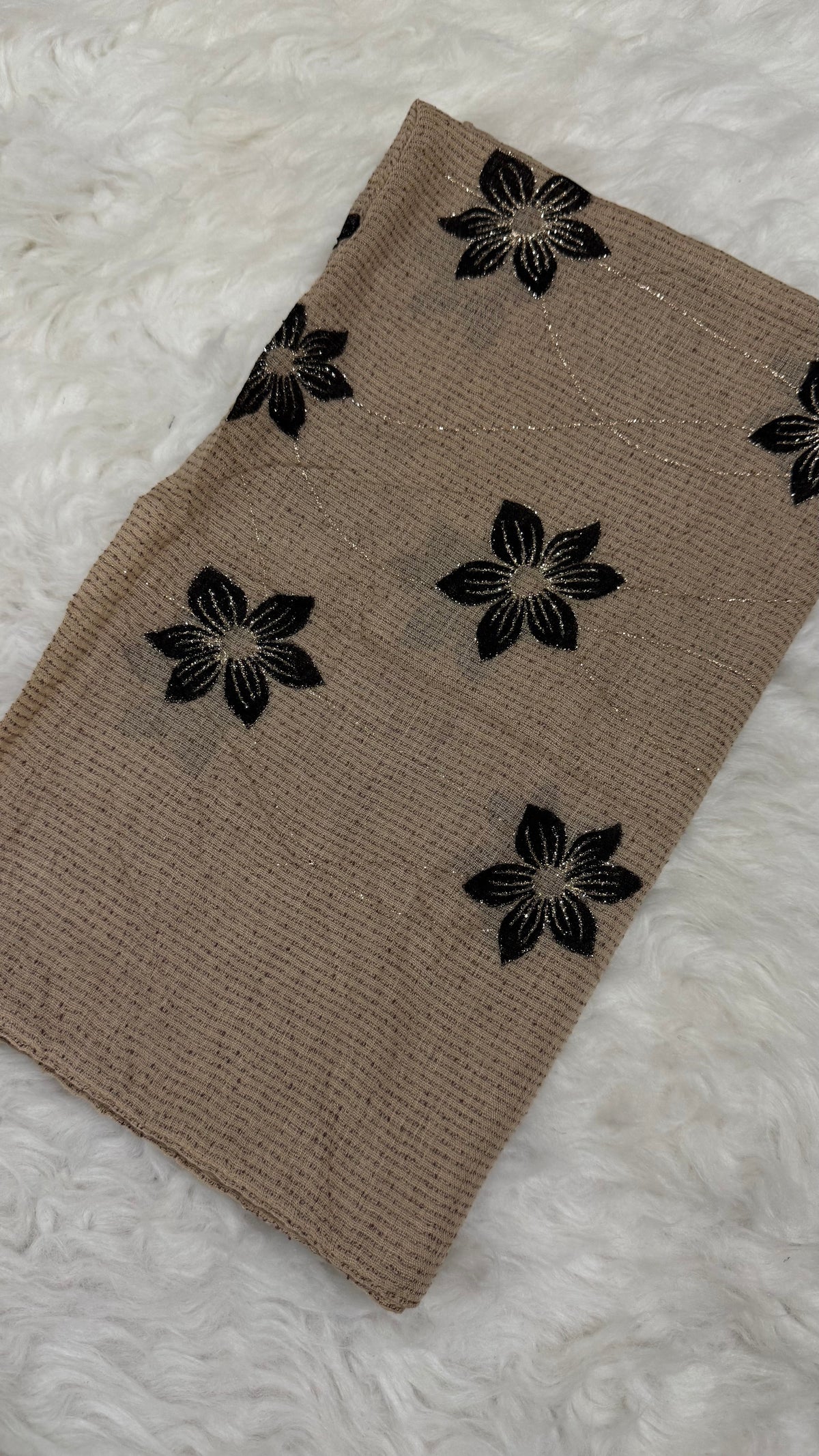 Threaded Lawn Floral Hijab | Floral | Mocha Brown