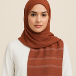 Textured Metallic Stripe - Burnt Coral