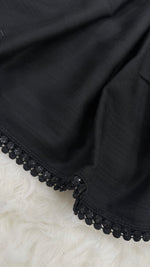 Plain Lawn Black Hijab | One Sided Shimmer Lace