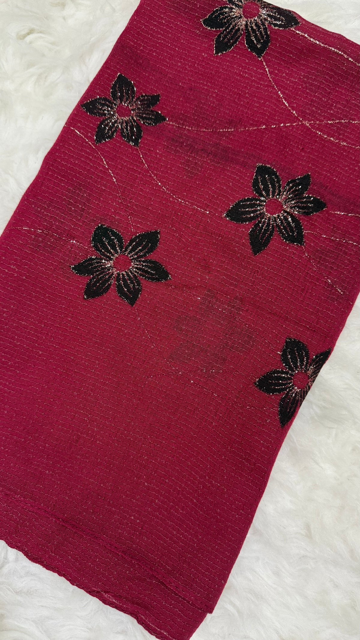Threaded Lawn Floral Hijab | Floral | Fuchsia Pink