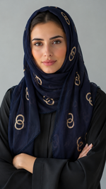 Lawn Ringset Embroidered Hijabs (XL) | Dark Blue