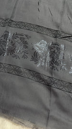 Lawn Jacquard Border | Silver Grey