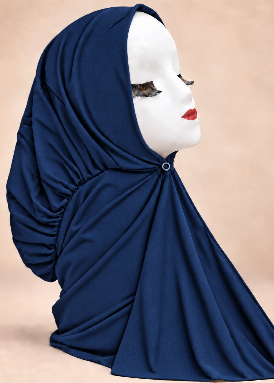 Button Up Bamboo Jersey Hijab | Navy