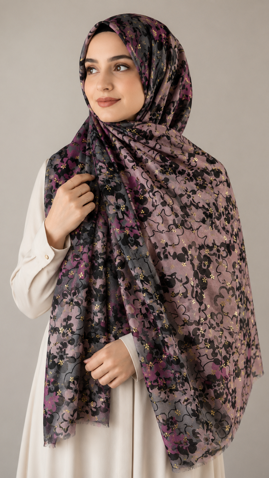 Twilight Flora Pink | Lawn Printed Hijab