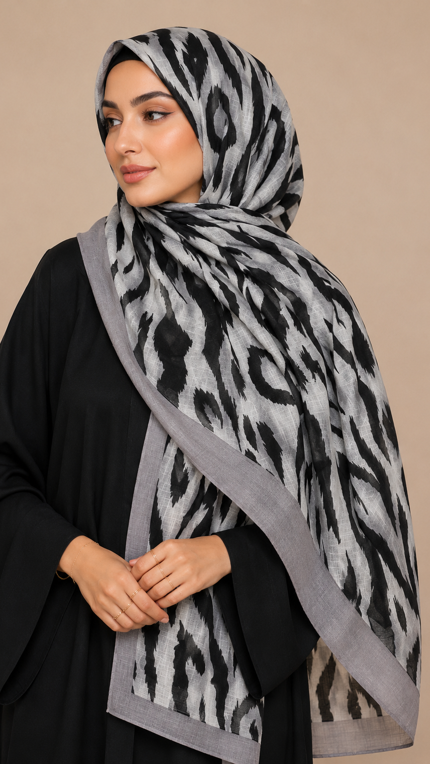 Safari Ash Grey | Lawn Printed Hijab