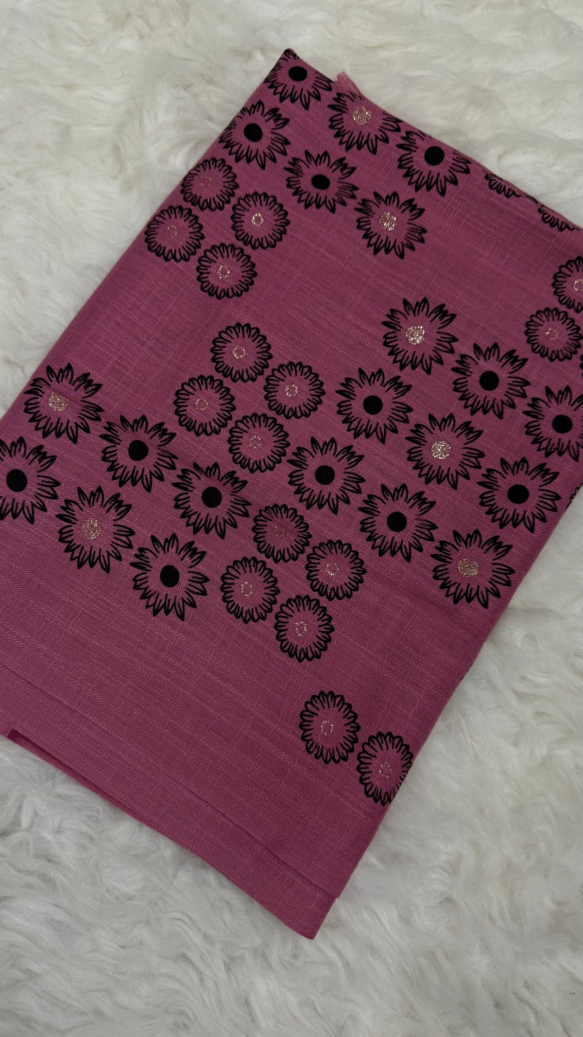 Lawn Block Print Hijab | Floral | Mauve Pink
