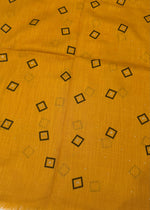 Lawn Block Print Hijab | Shiny Squares | Mustard