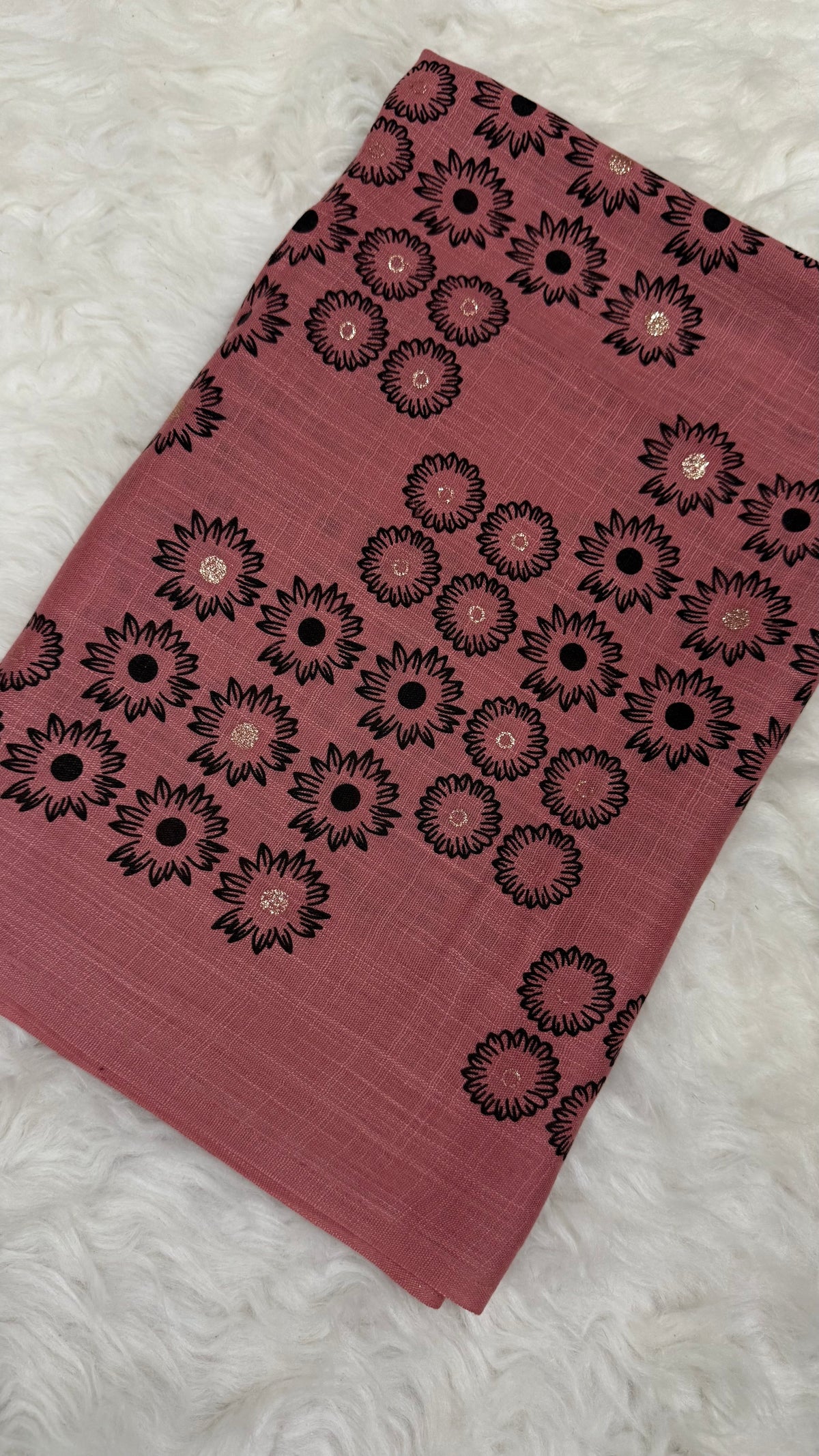 Lawn Block Print Hijab | Floral | Dusty Rose