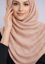 Lawn Zari Noor Hijab | Nude Pink