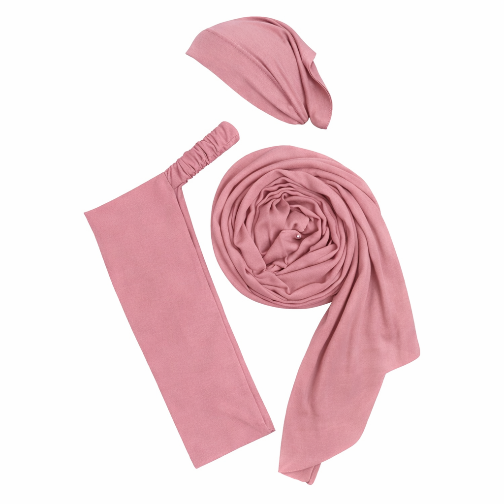 3-in-1 Hijab Essential Set | Light Hot PInk