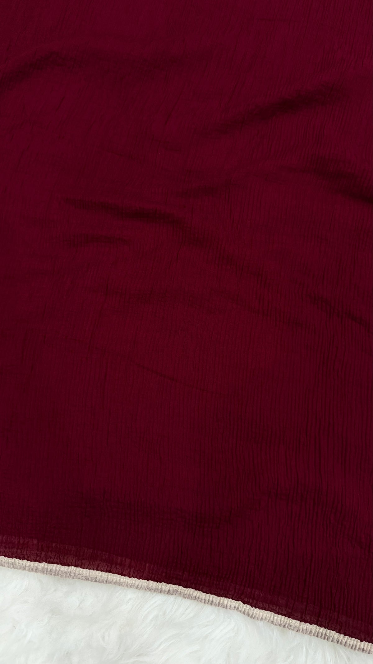 Soft Crinkle Lawn Hijab with Borders | Maroon