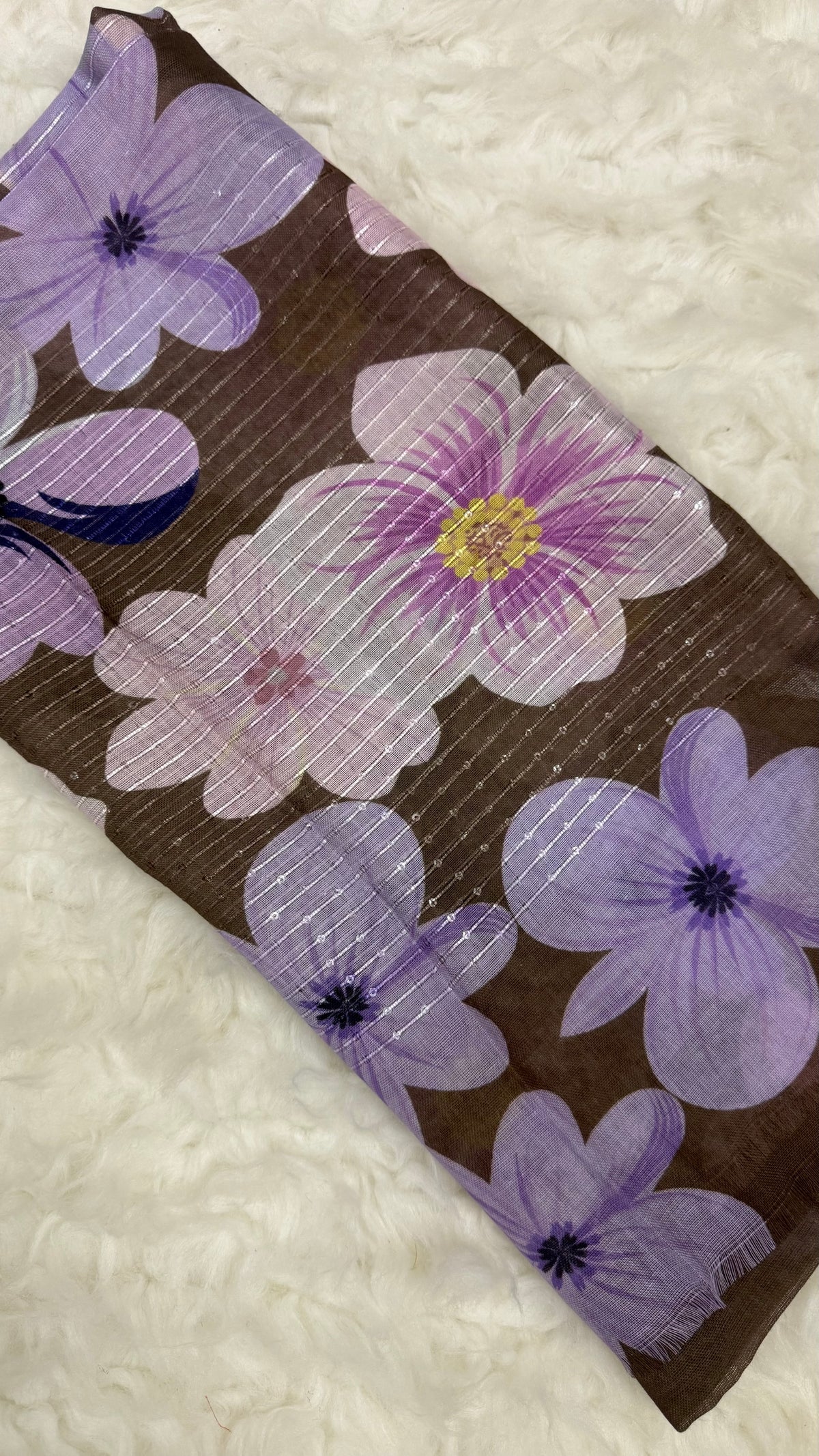 Sequins Bloom Mocha | Lawn Printed Hijab with Sequins