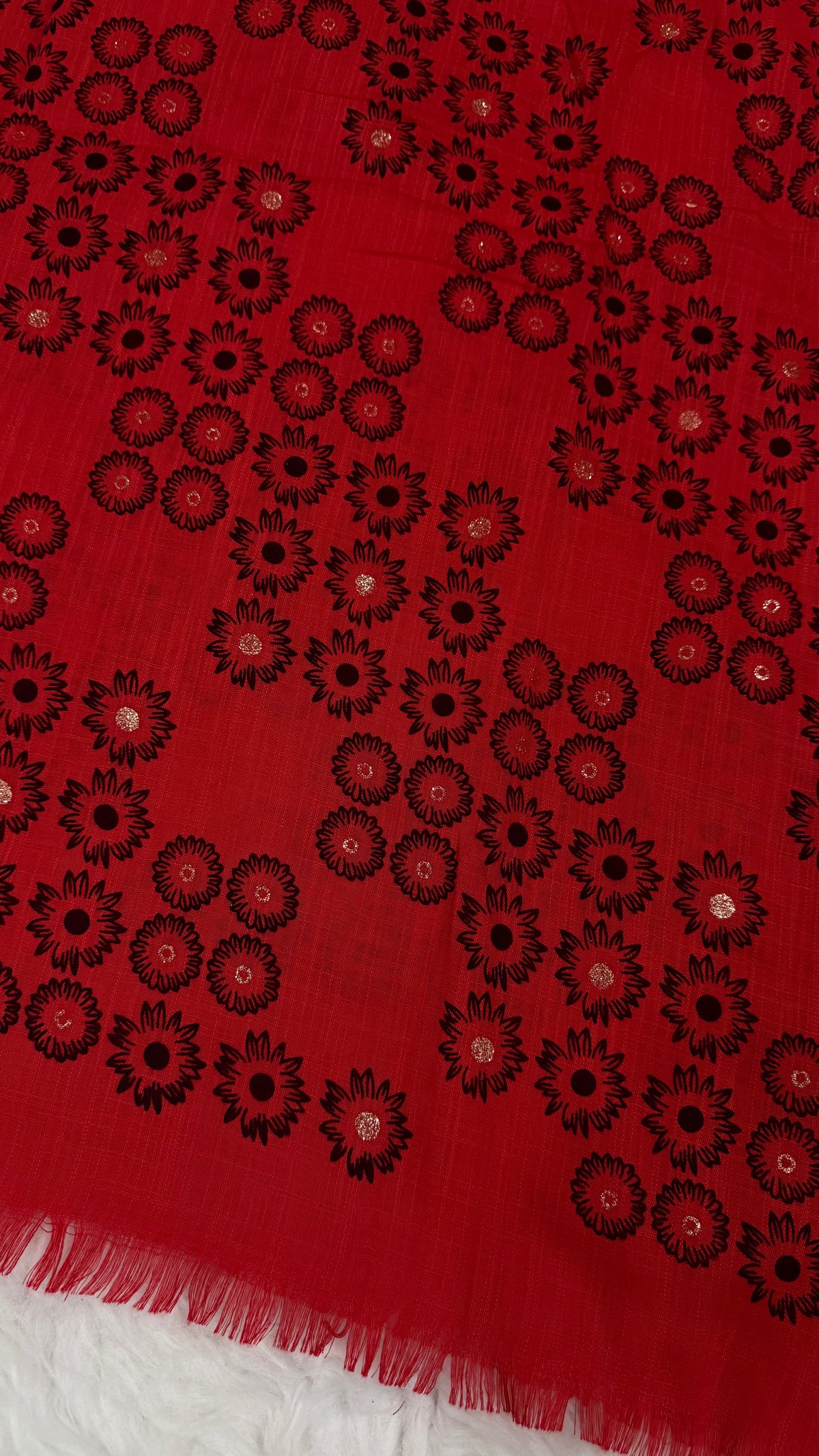 Lawn Block Print Hijab | Floral | Red
