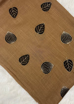Lawn Block Print Hijab | Shiny Leaf | Mocha Brown