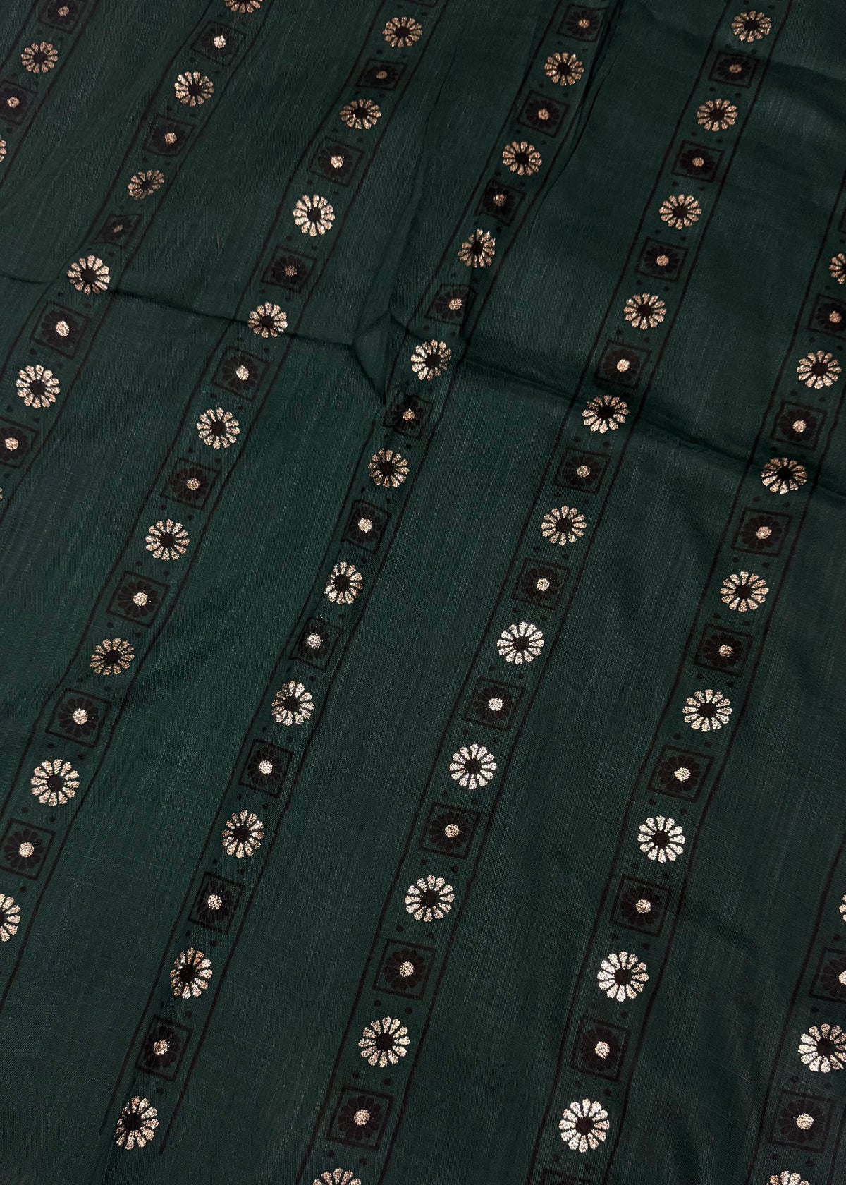 Lawn Block Print Hijab | Stripes | Dark Green