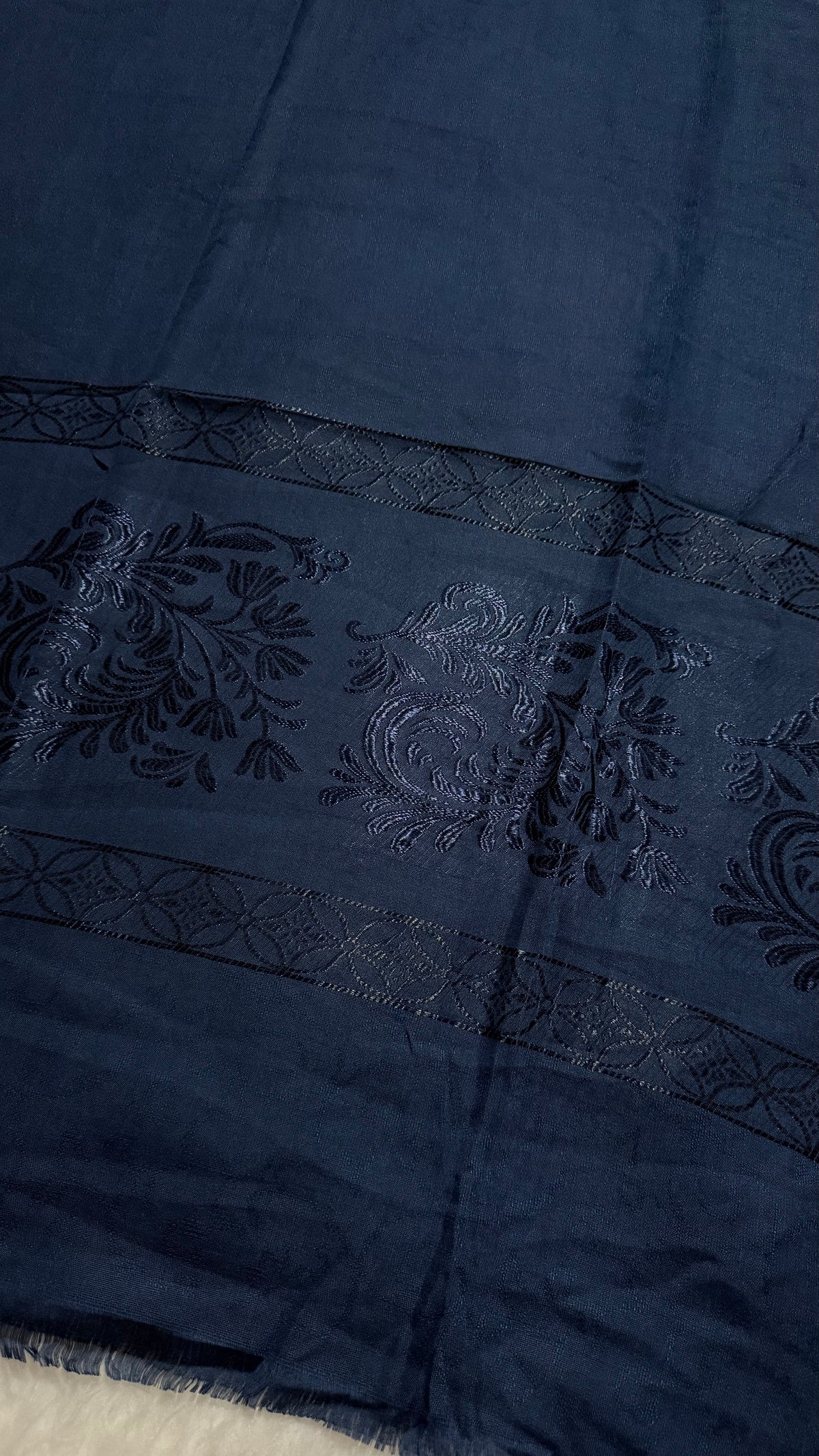 Lawn Jacquard Border | Dark Blue