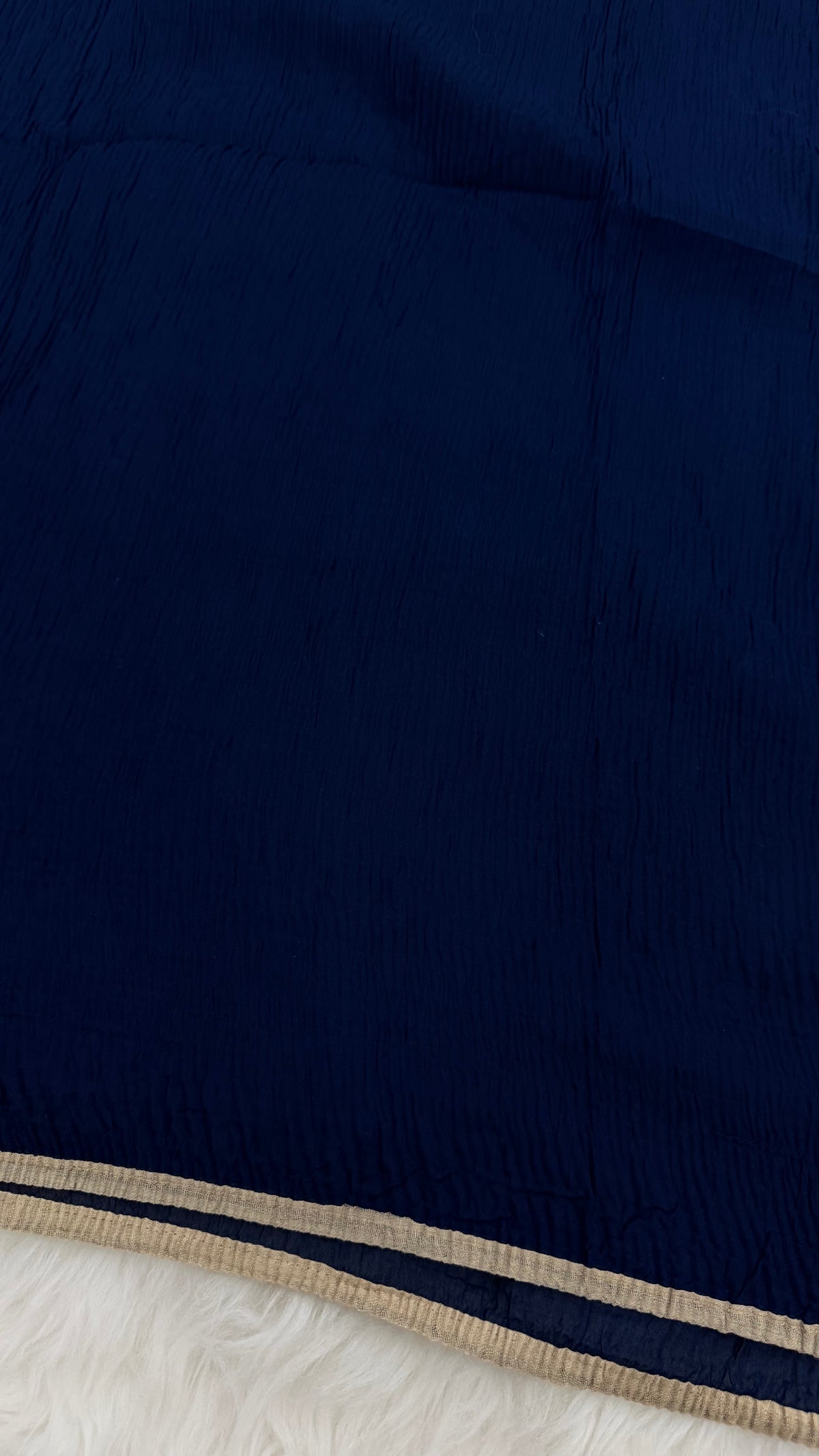 Soft Crinkle Lawn Hijab with Borders | Royal Navy