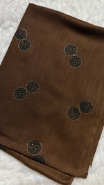 Lawn Block Print Hijab | Shinny Circles | Dark Brown