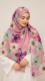 Sequins Bloom Pink | Lawn Printed Hijab with Sequins