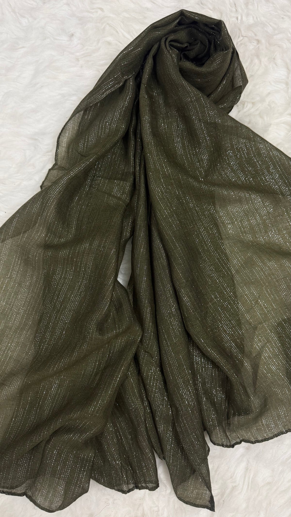 Lawn Zari Hijabs | Olive Green