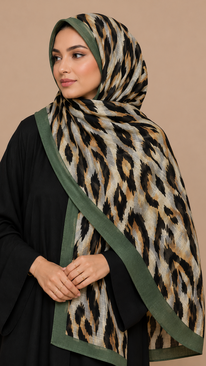 Safari Forest Green | Lawn Printed Hijab