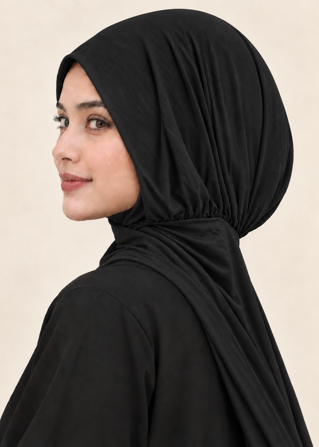 Button Up Bamboo Jersey Hijab | Black