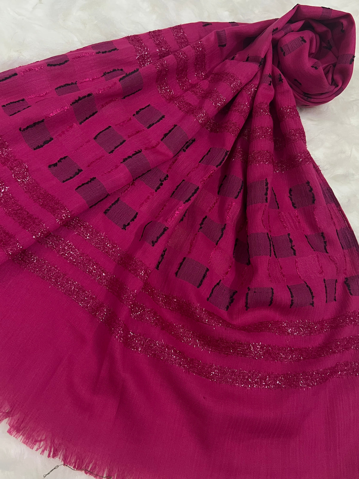 Turkish Grid Shimmer - Hot Pink