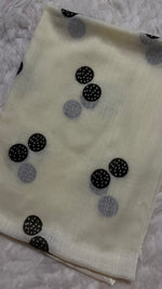 Lawn Block Print Hijab | Shinny Circles | Cream White