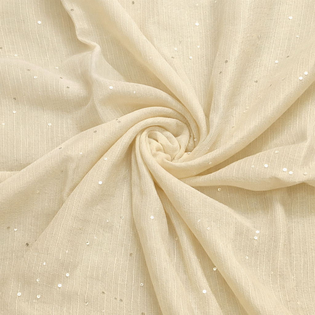 Lawn Full Sequins Hijab | Cream White