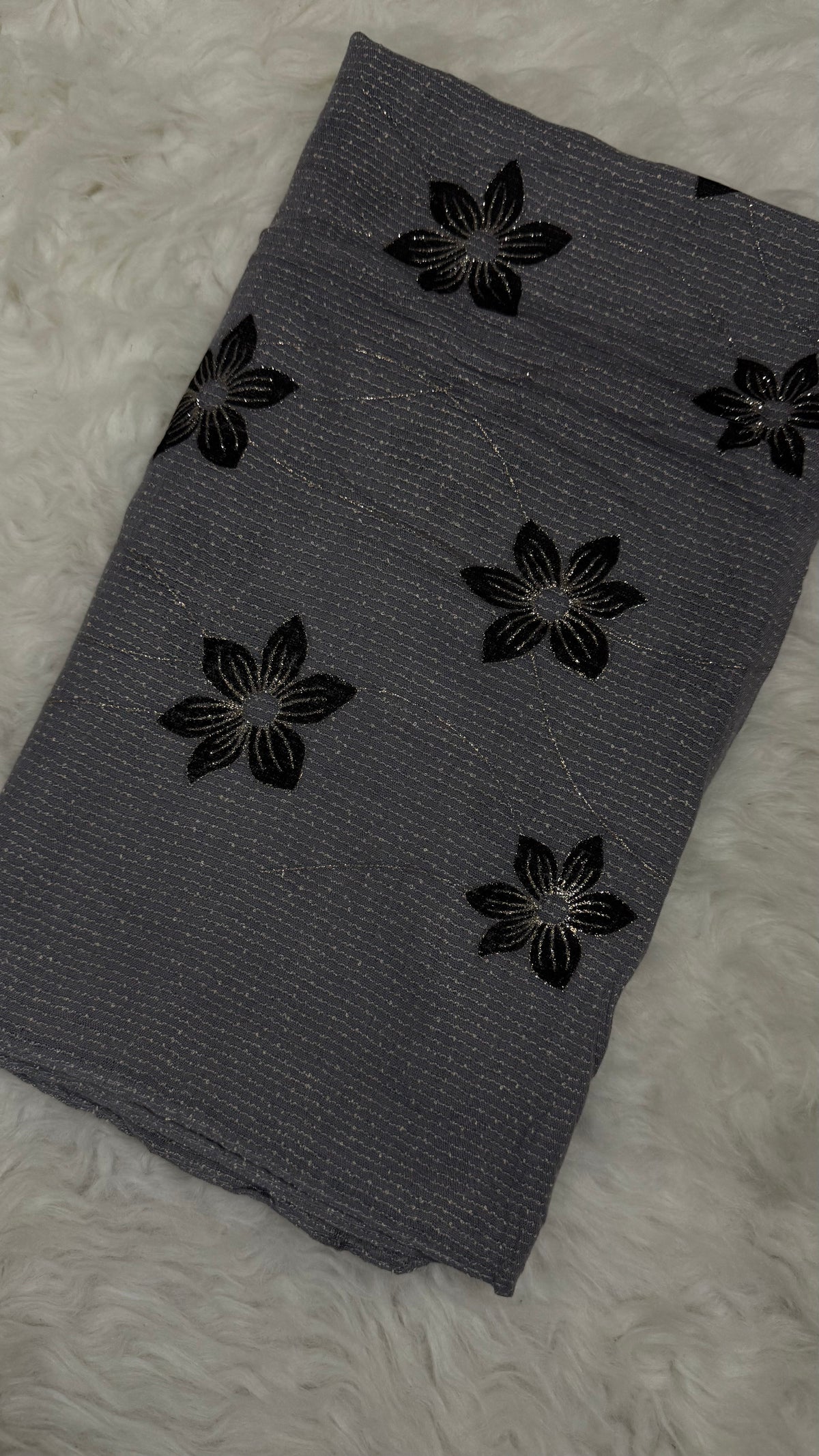 Threaded Lawn Floral Hijab | Floral | Graphite Grey