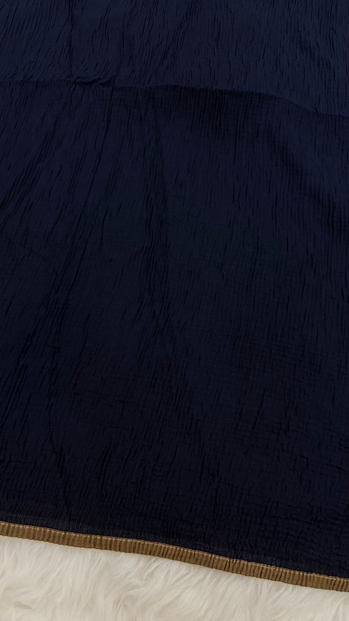 Soft Crinkle Lawn Hijab with Borders | Dark Blue