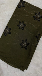 Threaded Lawn Floral Hijab | Floral | Olive Green