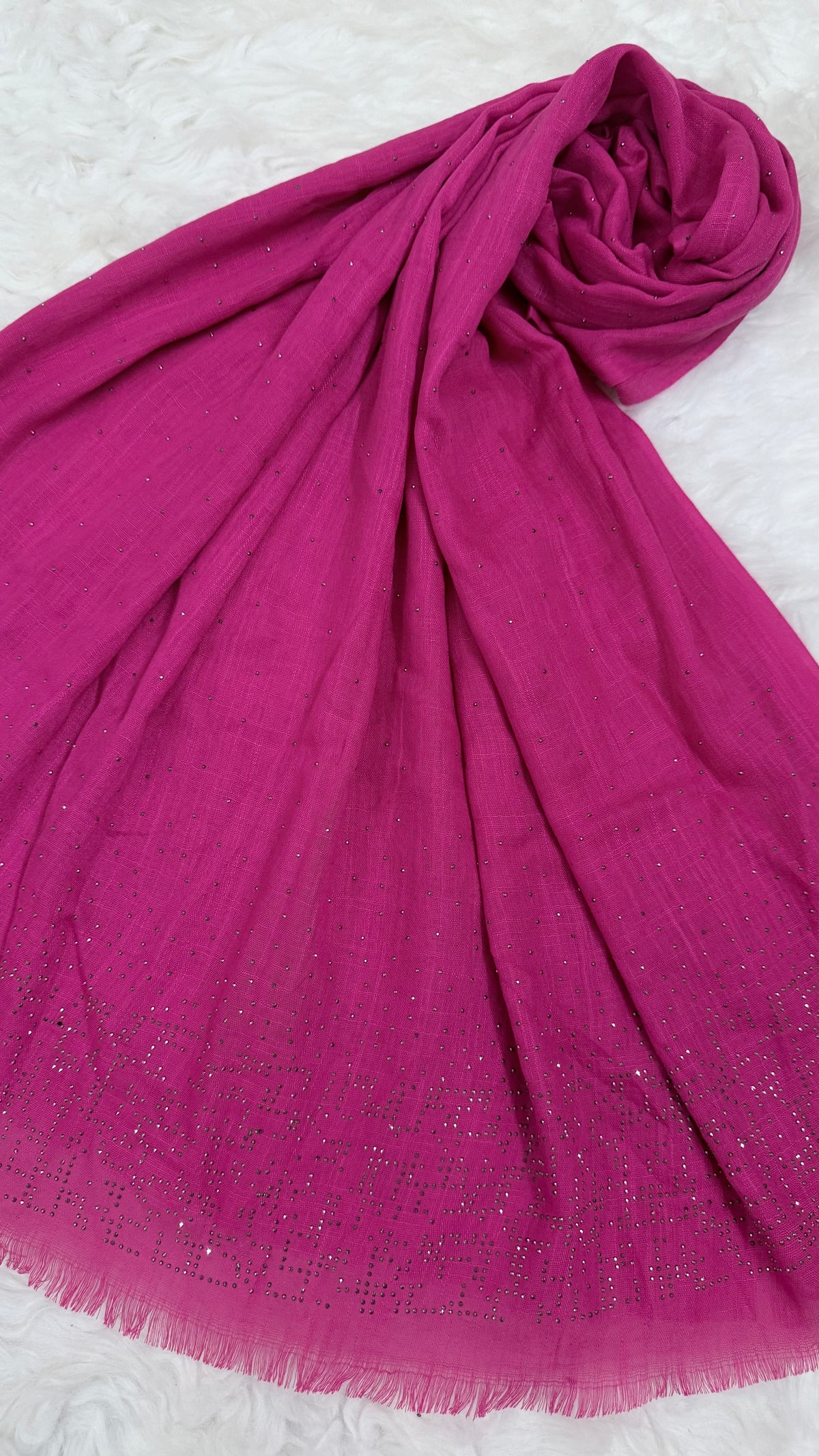 Lawn Stone Drop Hijab | Fuchsia Pink