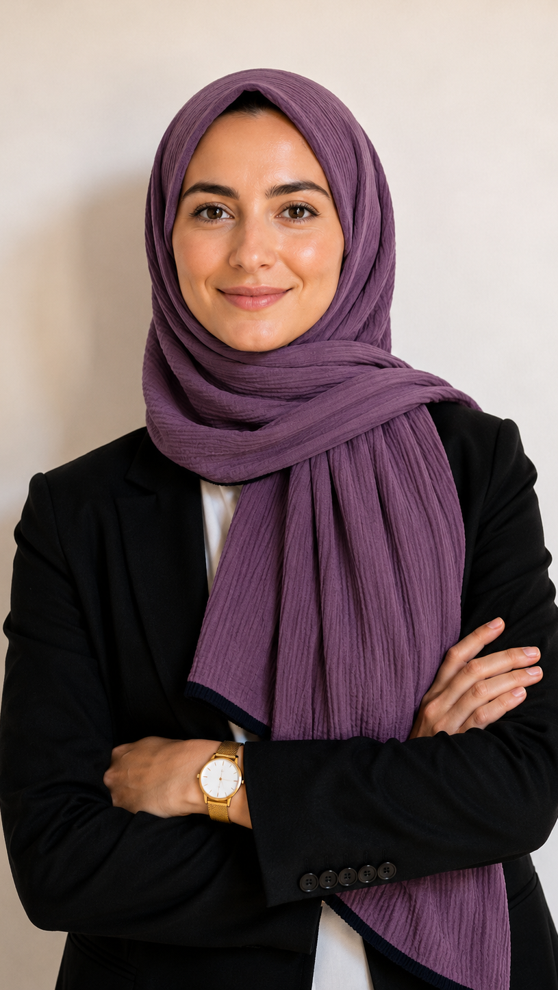 Soft Crinkle Lawn Hijab with Borders | Lilac