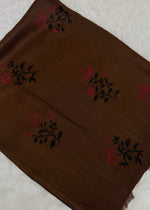Lawn Block Print Hijab | Roses| Dark Brown
