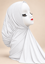 Button Up Bamboo Jersey Hijab | White