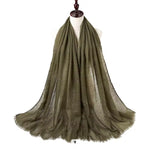 Lawn Sequins Border Hijab | Olive Green