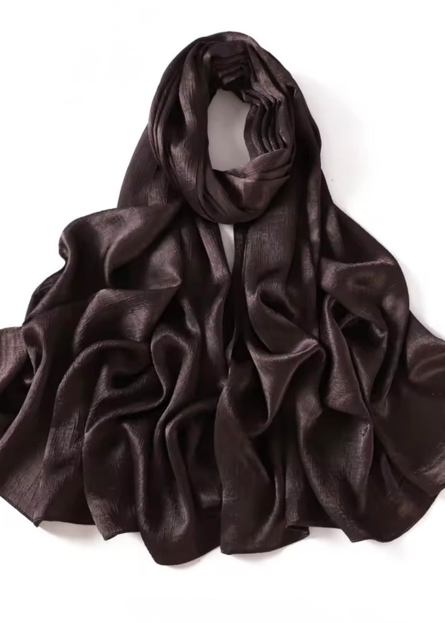 Crushed Velvet Silk Hijabs | Coffee Brown