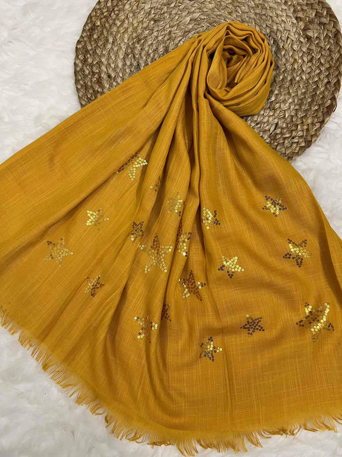 Starry Shine Hijab –Mustard Gold