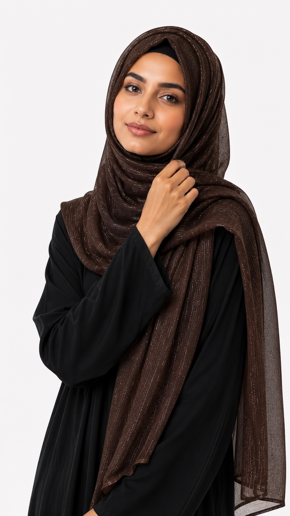 Lawn Zari Hijabs | Dark Brown