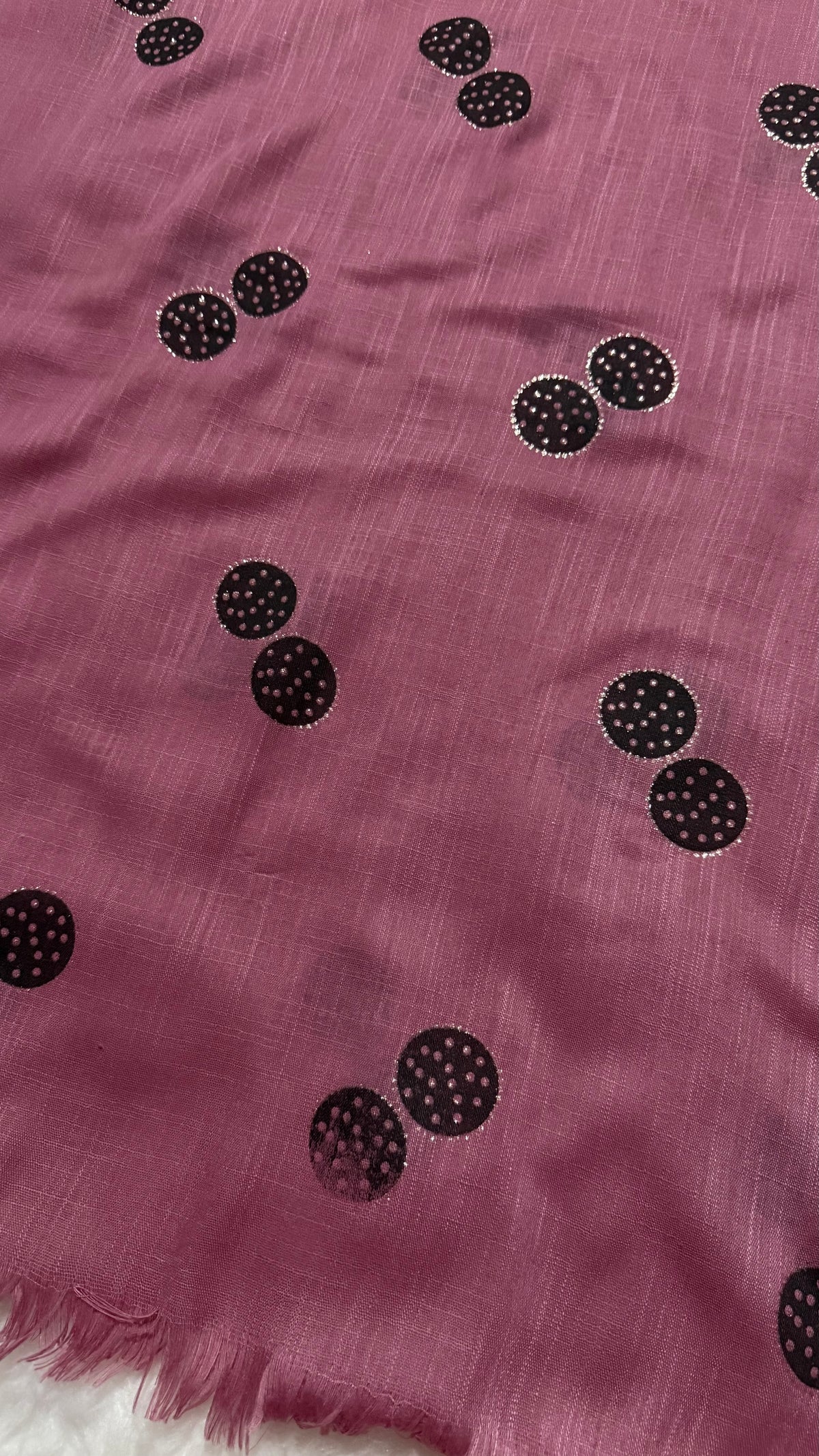 Lawn Block Print Hijab | Shinny Circles | Muted Pink