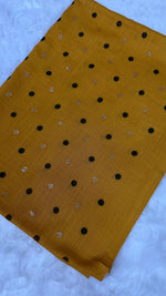 Lawn Block Print Hijab | Shinny Polka Dots | Mustard